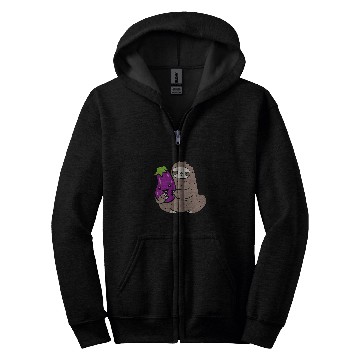 Discover Sloth Pet With Vegetable Cute Eggplant And Sloth Zip Hoodies
