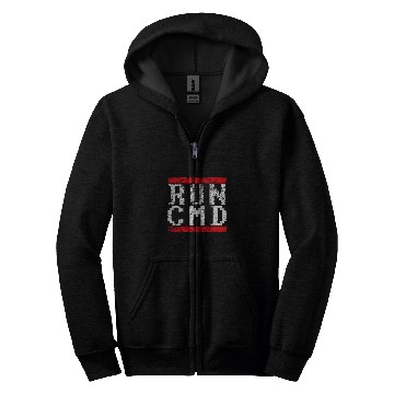 Discover RUN CMD distressed pixel style Zip Hoodies