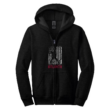 Discover Atlanta American Flag Baseball Weathered Zip Hoodies