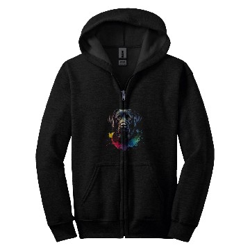 Discover Black Lab Labrador Retriever Dog Artwork Zip Hoodies