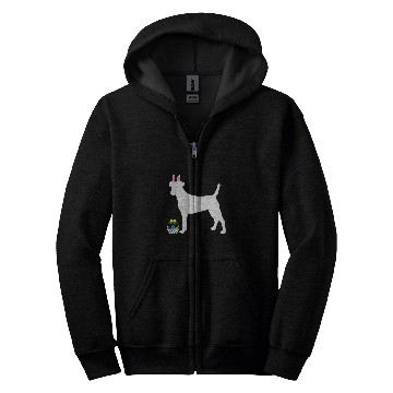 Discover Fox Terrier Easter Bunny Dog Silhouette Zip Hoodies