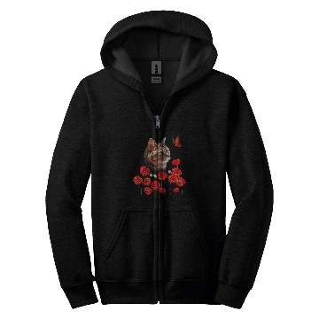 Discover Cat Kitten Butterfly Poppies Flower Spring Lover Zip Hoodies