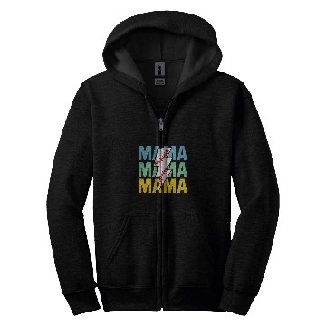 Discover Baseball Mama Distressed Lightning Bolt Mom Zip Hoodies