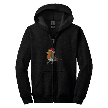 Discover Robin Bird Lover xmass Santa Hat Robin Christmas Zip Hoodies