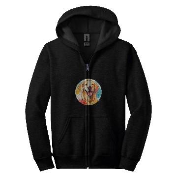 Discover Golden Retriever Colored Circle Style Zip Hoodies