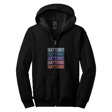 Discover Funny Modern Repeated Text Design Silky Terrier Zip Hoodies