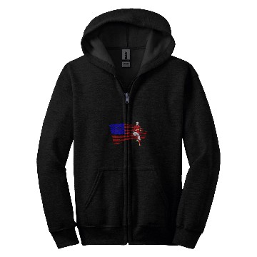 Discover Baseball Pitcher American Flag USA Flag Baseball Zip Hoodies