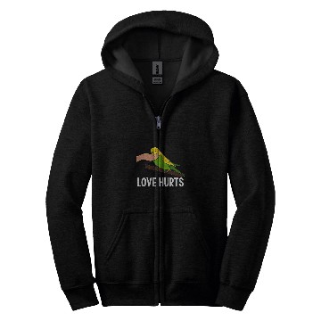Discover Love Hurts Budgie Budgerigar Bird Parakeet Parrot Animal Pet Zip Hoodies