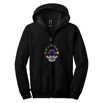 Discover Funny Meditating Yoga Lotus Astronaut Planets Space Cosmos Zip Hoodies