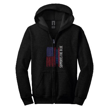 Discover Connecticut Backs the Blue American Flag Police Support Zip Hoodies
