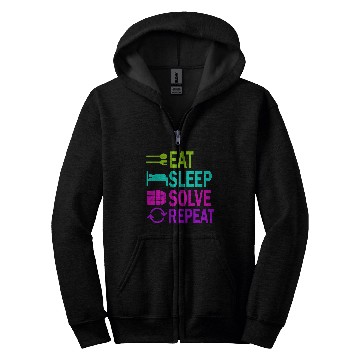 Discover Eat Sleep Solve Repeat Math Speed Cubing Genie Cube 213 Zip Hoodies