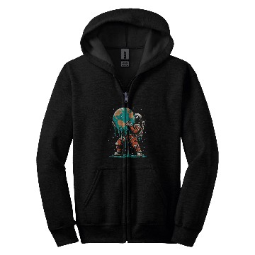 Discover Astronaut Earth Space Earth Day Awareness Zip Hoodies
