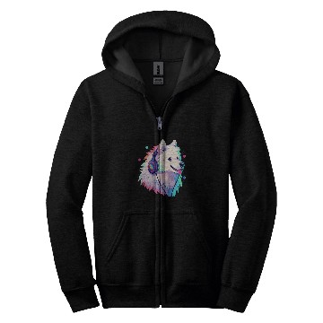 Discover Cute Samoyed DJ Electronic Music Festival Zip Hoodies