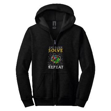 Discover Eat Sleep Solve Repeat Math Speed Cubing Genie Cube 27 Zip Hoodies