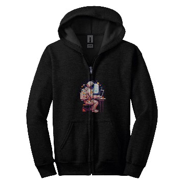 Discover Astronaut Explorer Galaxy Coding Laptop Space Zip Hoodies
