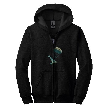 Discover Blue Whale Parachute Illustration Zip Hoodies