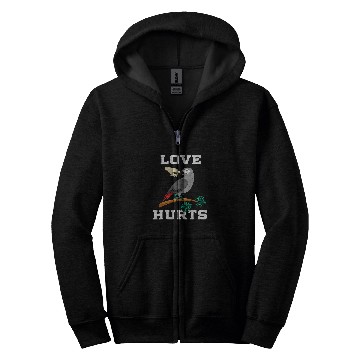 Discover Love Hurts African Grey Parrot Biting Gift Idea Zip Hoodies