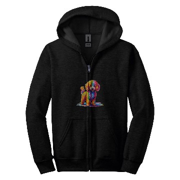 Discover Colorful Cute Funny Rainbow Dog Poodle Zip Hoodies