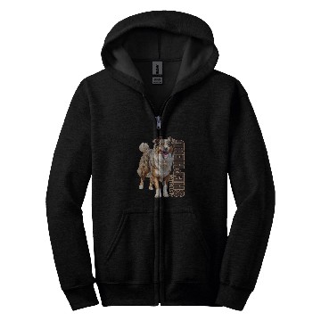 Discover Australian Shepherd Watercolor 1 Zip Hoodies