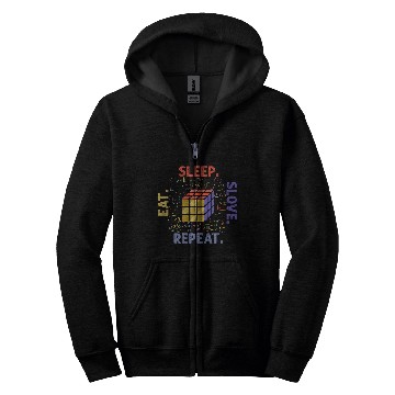 Discover Eat Sleep Solve Repeat Math Speed Cubing Genie Cube 215 Zip Hoodies