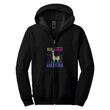 Discover 100 Days Of Magical Learning Llama Funny Teacher Student Zip Hoodies