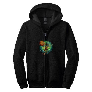 Discover Basketball Alien Zip Hoodies