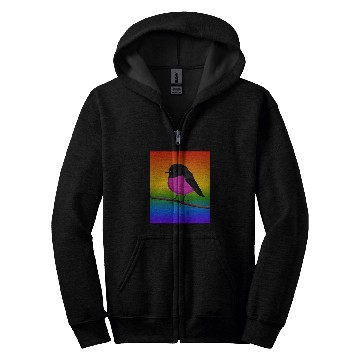Discover Rose Robin Rainbow Bird Birdlover Birdwatcher Diversity Zip Hoodies