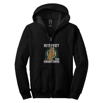 Discover Respect the Groundhog Funny Woodchuck Groundhog Day Zip Hoodies