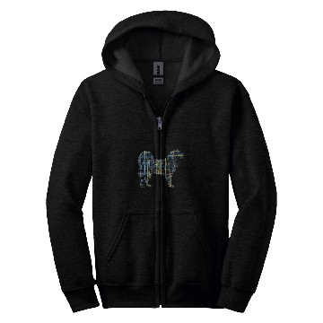 Discover Dog Samoyed Silhouette Abstract Grid Pattern Zip Hoodies