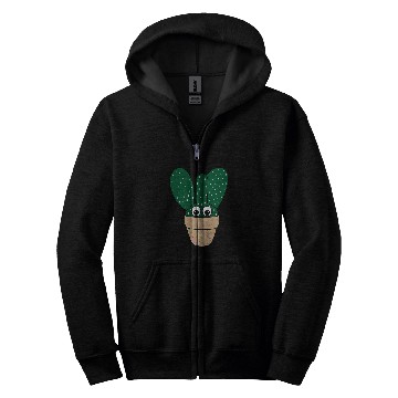 Discover Bunny Ears Cactus In Dotted Terracotta Pot Zip Hoodies