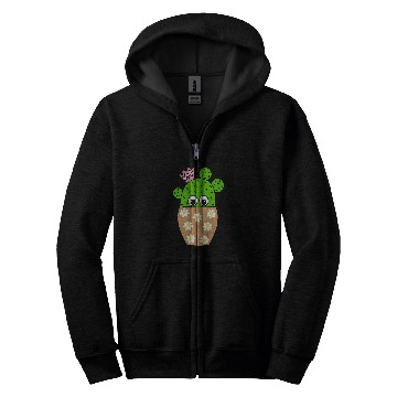 Discover Cactus In Pretty Daisy Jar Planter Zip Hoodies