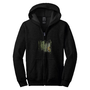 Discover Funny Cute Cartoon Bear Hiding In Twilight Forest Outdoor Zip Hoodies