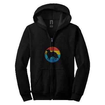 Discover Great Pyrenees Dog Breed Silhouette Retro 1970s Circle Zip Hoodies
