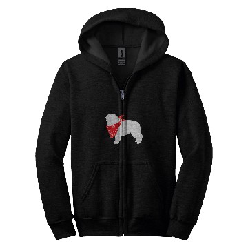 Discover Great Pyrenees Dog Wearing Red Bandana Zip Hoodies