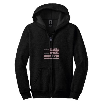 Discover Funny Pink Gymnastics Mom American Flag Gymnastic Mother Zip Hoodies