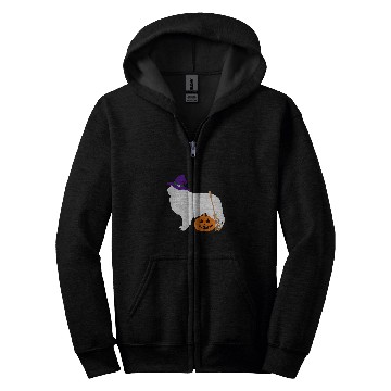 Discover Great Pyrenees Halloween Dog Wearing Witch Hat Zip Hoodies