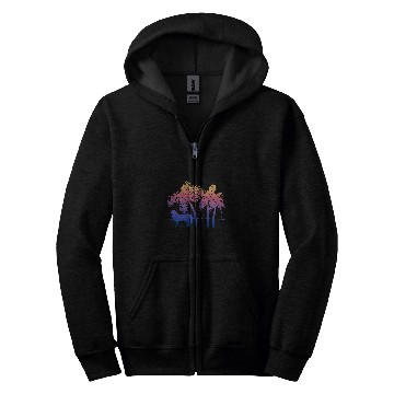 Discover Great Pyrenees Ombre Beach Sunrise Zip Hoodies