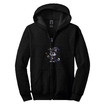 Discover Husky Wizard Funny Dog Magic Zip Hoodies