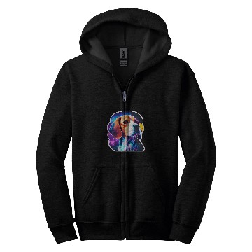 Discover Cosmic Canine Quest Beagle Among Galactic Wonders Zip Hoodies