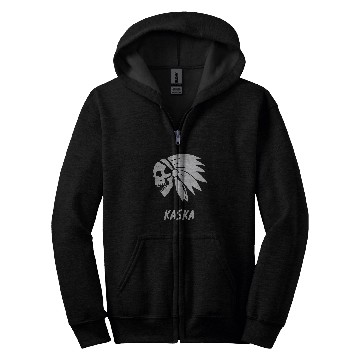 Discover Kaska Native American Indian Born Freedom Evil Skull Zip Hoodies
