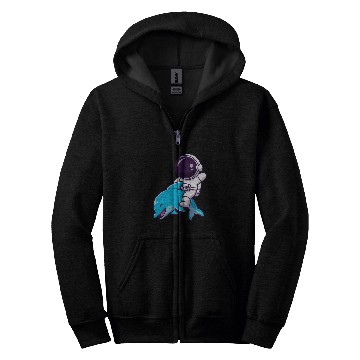Discover Funny Astronaut on Dolphin in Space Cool Dolphin Astronaut Zip Hoodies