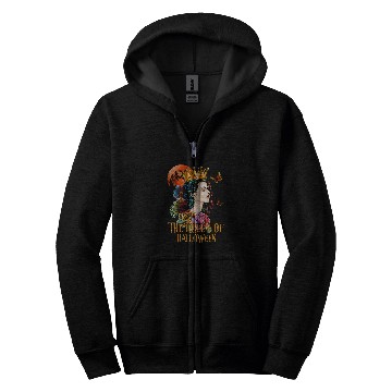 Discover The Queen Of Halloween Loves Rose Butterfly For Women Zip Hoodies