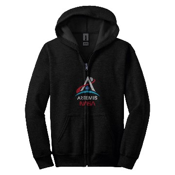 Discover Lacrosse Gift NASA Artemis Mission Worm Logo Zip Hoodies
