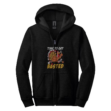 Discover Time To Get Basted Turkey Thanksgiving Autumn Fall Retro Zip Hoodies