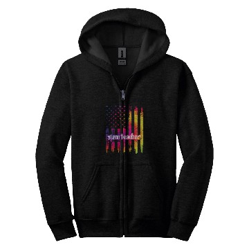 Discover STEM Teacher US Flag Science Technology Engineering Math 21 Zip Hoodies
