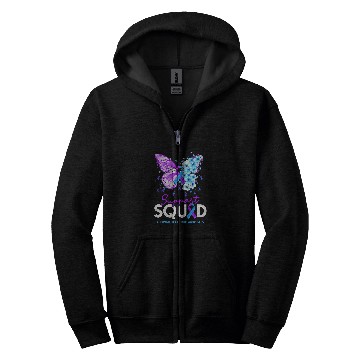 Discover Support Squad Butterfly Purple Ribbon Rheumatoid Arthritis Zip Hoodies