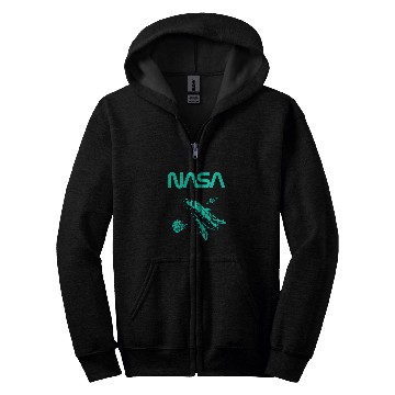 Discover Lacrosse Gift NASA Space Shuttle Saturn Planet Worm Logo 21 Zip Hoodies