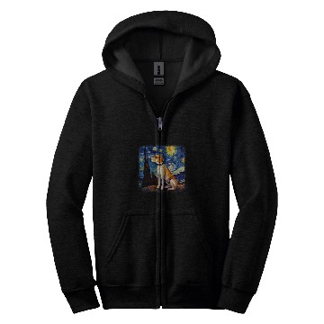Discover Dog in starry night van gogh Beagle Zip Hoodies