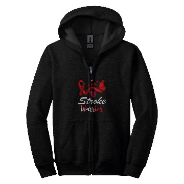 Discover Stroke Warrior Butterfly Red Ribbon Support Zip Hoodies