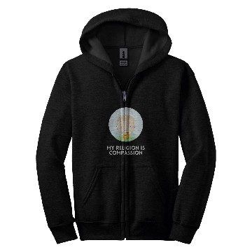 Discover Embrace Kindness Mindfulness Monk My Religion is Compassion Zip Hoodies